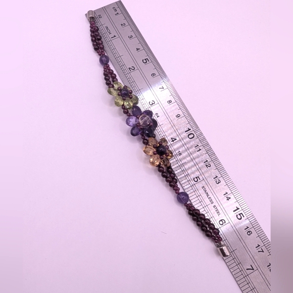 Floral Peridot Amethyst Garnet & Citrine Bracelet - Picture 5 of 5